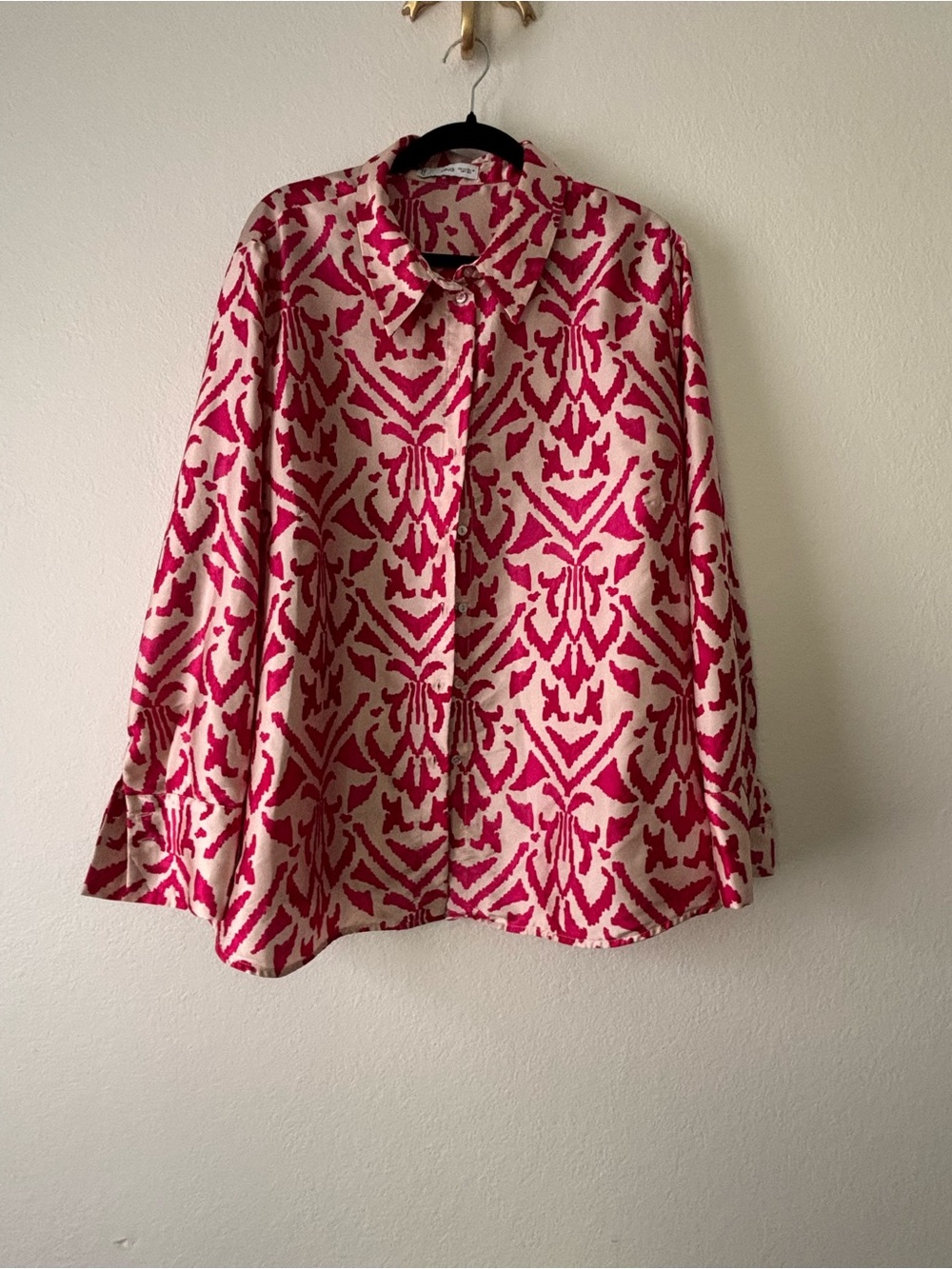 Mango Pink and Cream Abstract Print Blouse